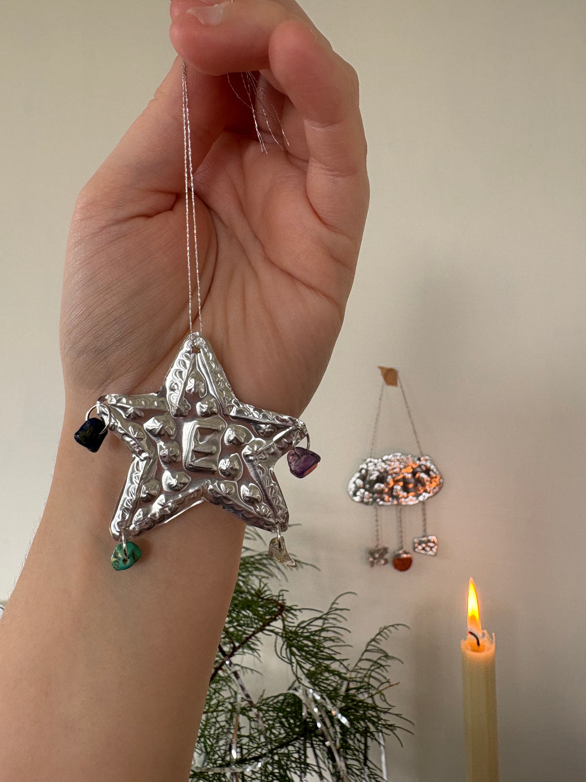 Initial Star with Gems Tin Embossed Decoration