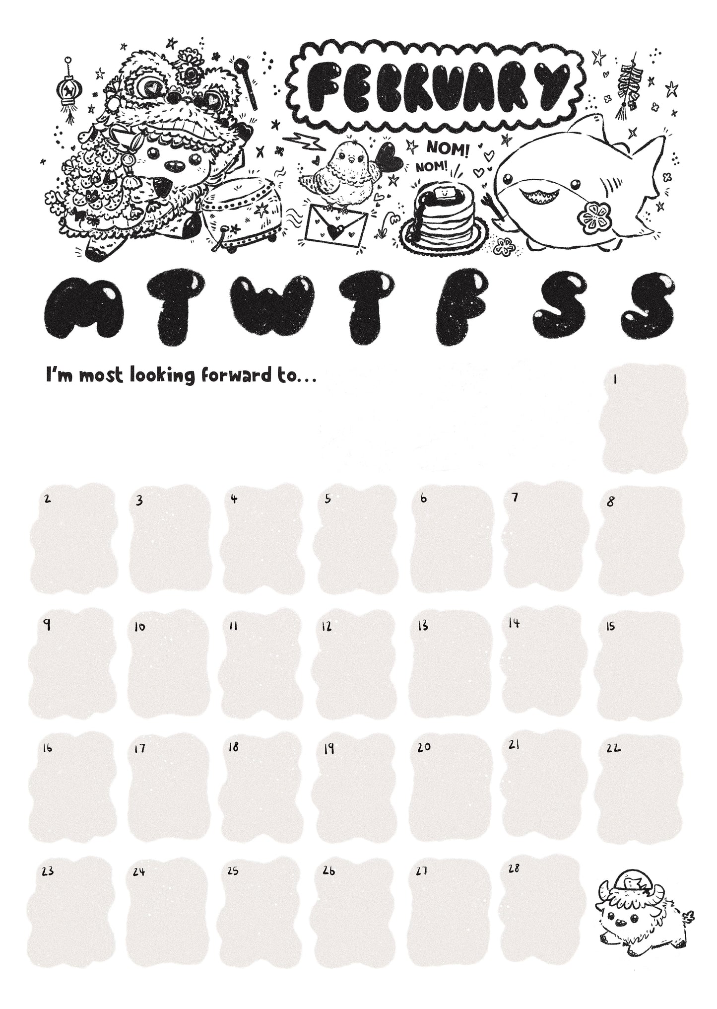 Printable February Calendar (DIGITAL)