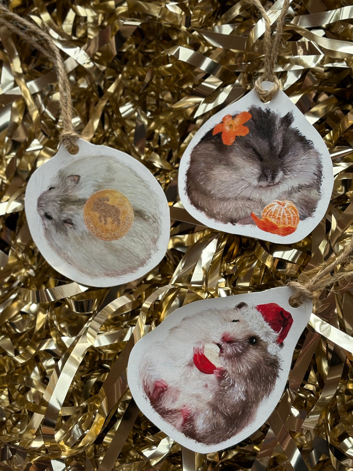 Holly Jolly Hamster Gift Tags Set of 3