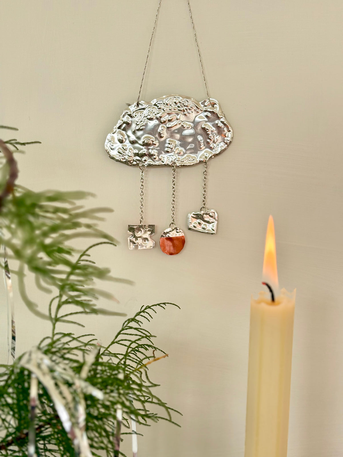 Hamster and Cheese Tin Embossed Hanging Decoration