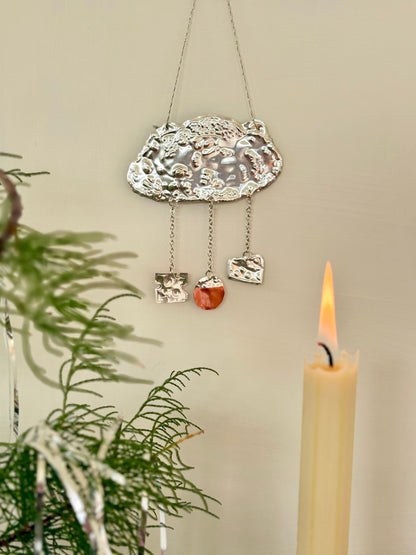 Hamster and Cheese Tin Embossed Hanging Decoration