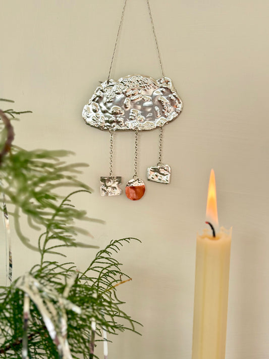 Hamster and Cheese Tin Embossed Hanging Decoration