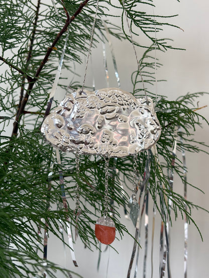 Hamster and Cheese Tin Embossed Hanging Decoration