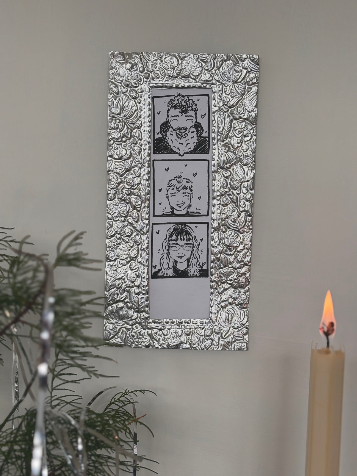 Floral Photo-strip Tin Embossed Frame