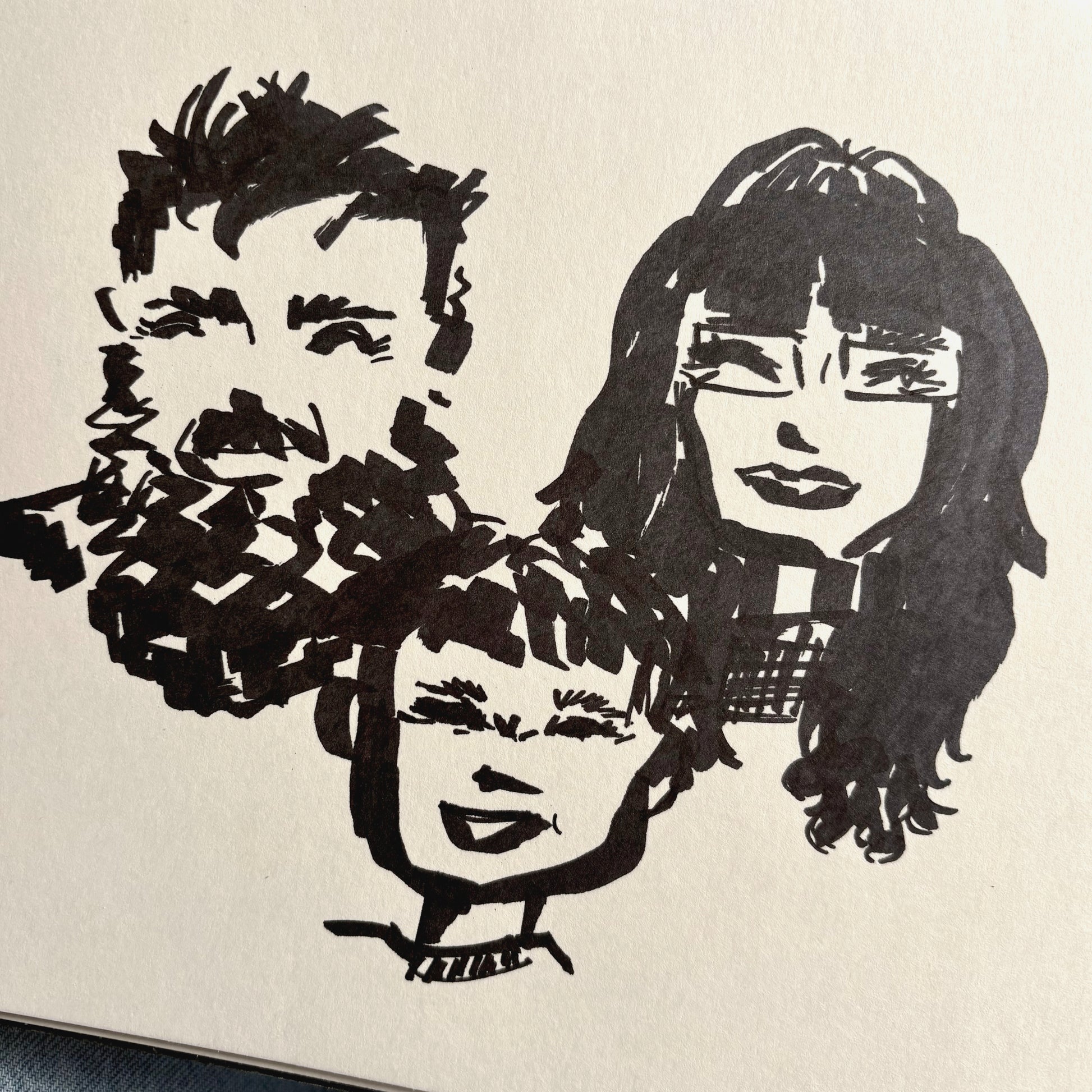 A hand drawn custom portrait. Black ink with thick marker on premium quality card. Expressive and bold portrait with authentic charm and character. 