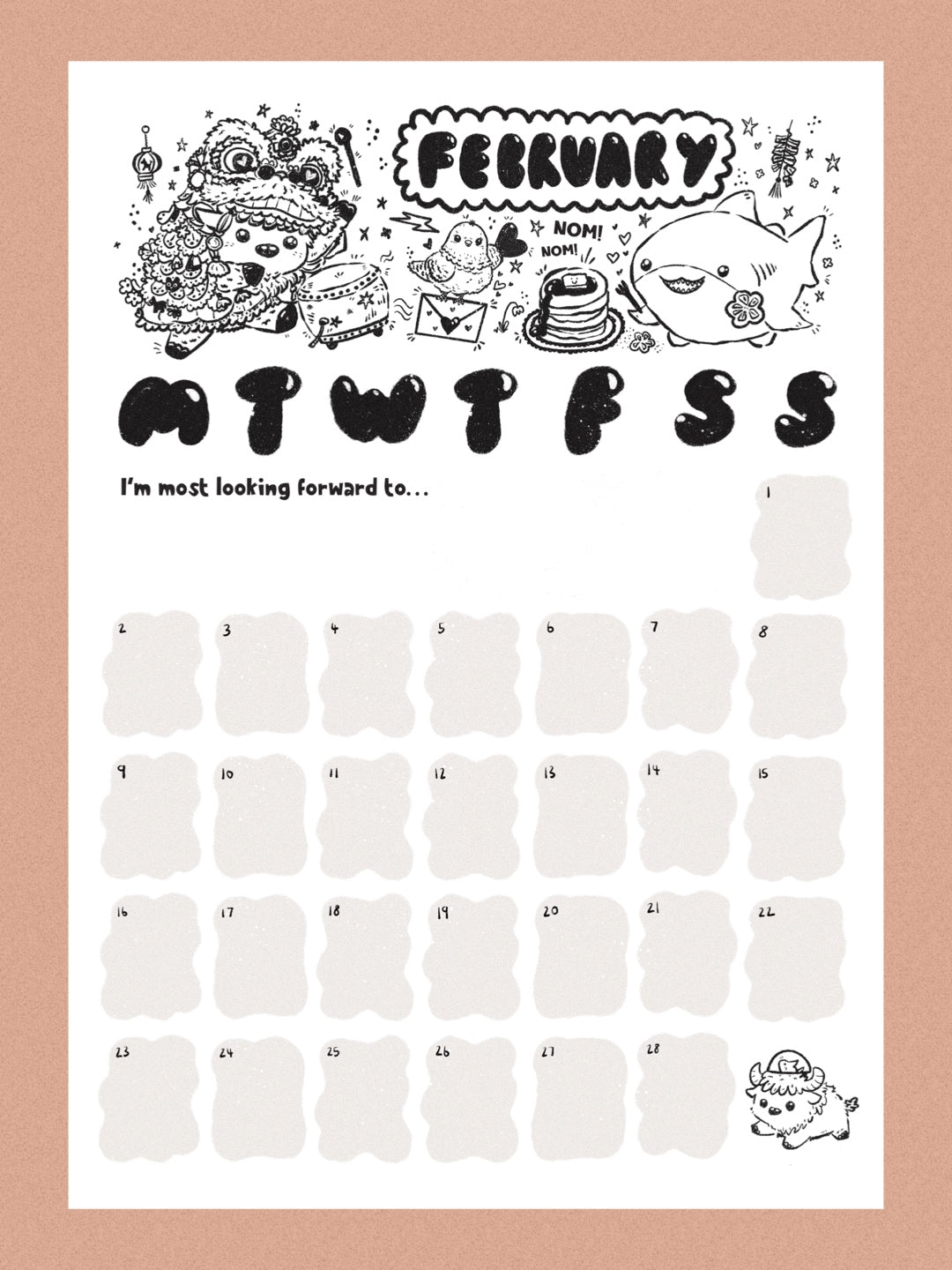 Printable February Calendar (DIGITAL)