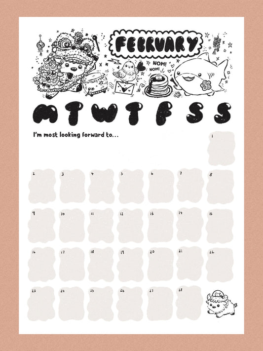 Printable February Calendar (DIGITAL)